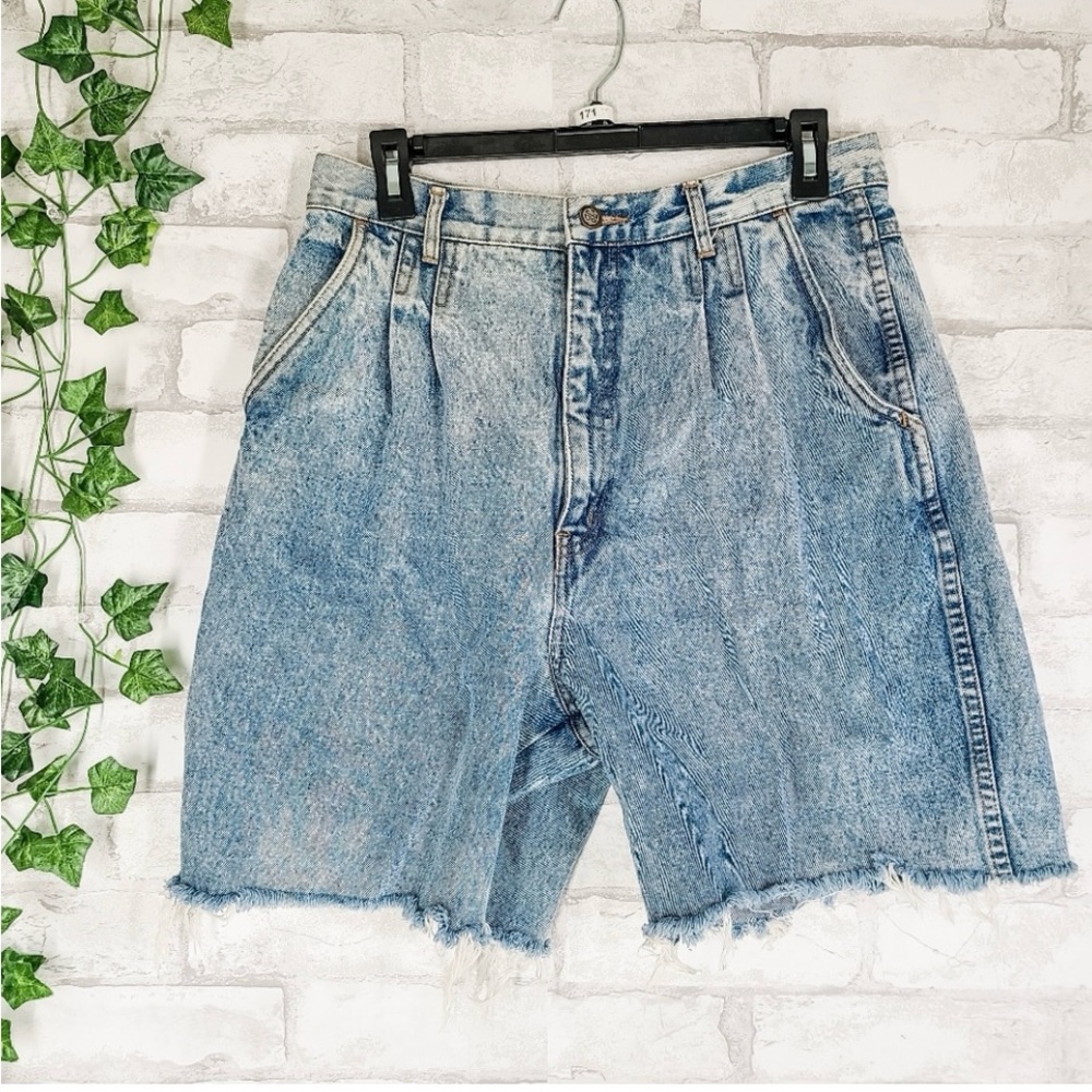 Vintage 80's Acid Wash Denim Shorts Women's Size 14